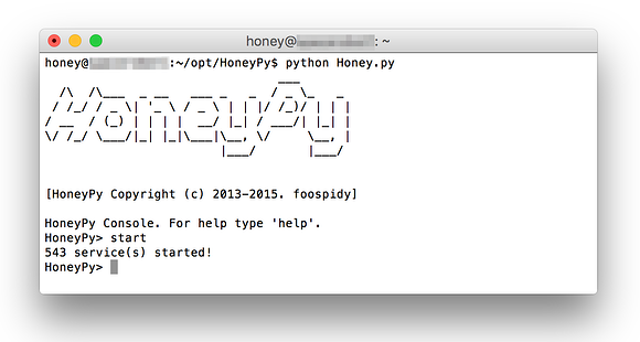 Running HoneyPy in a terminal