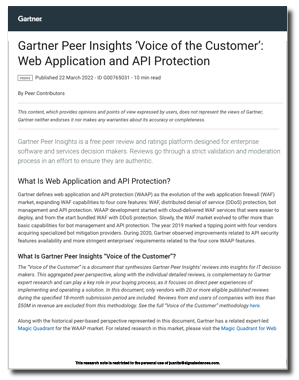 Gartner Peer Insights 'Voice of the Customer': Web Application and API Protection